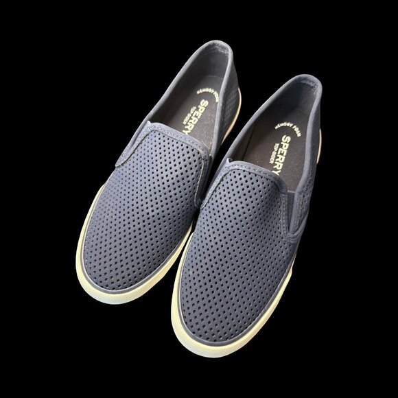 Sperry Navy Blue slip on flat shoes women’s size 7 like new boat shoes - Picture 2 of 7